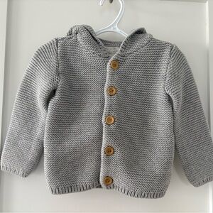 Little Planet Organics 24M Hooded Knit Cardigan Sweater - Light Gray